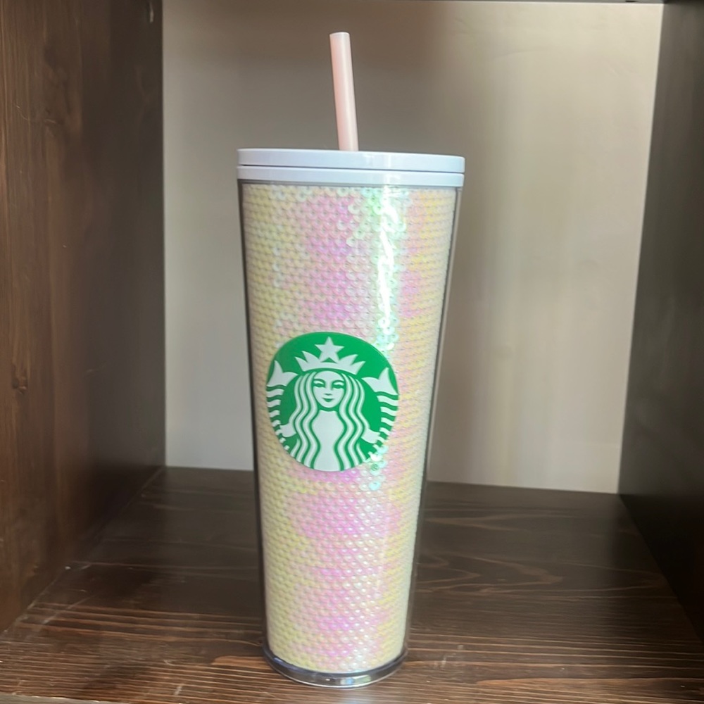 Starbucks White Sequin Tumbler
